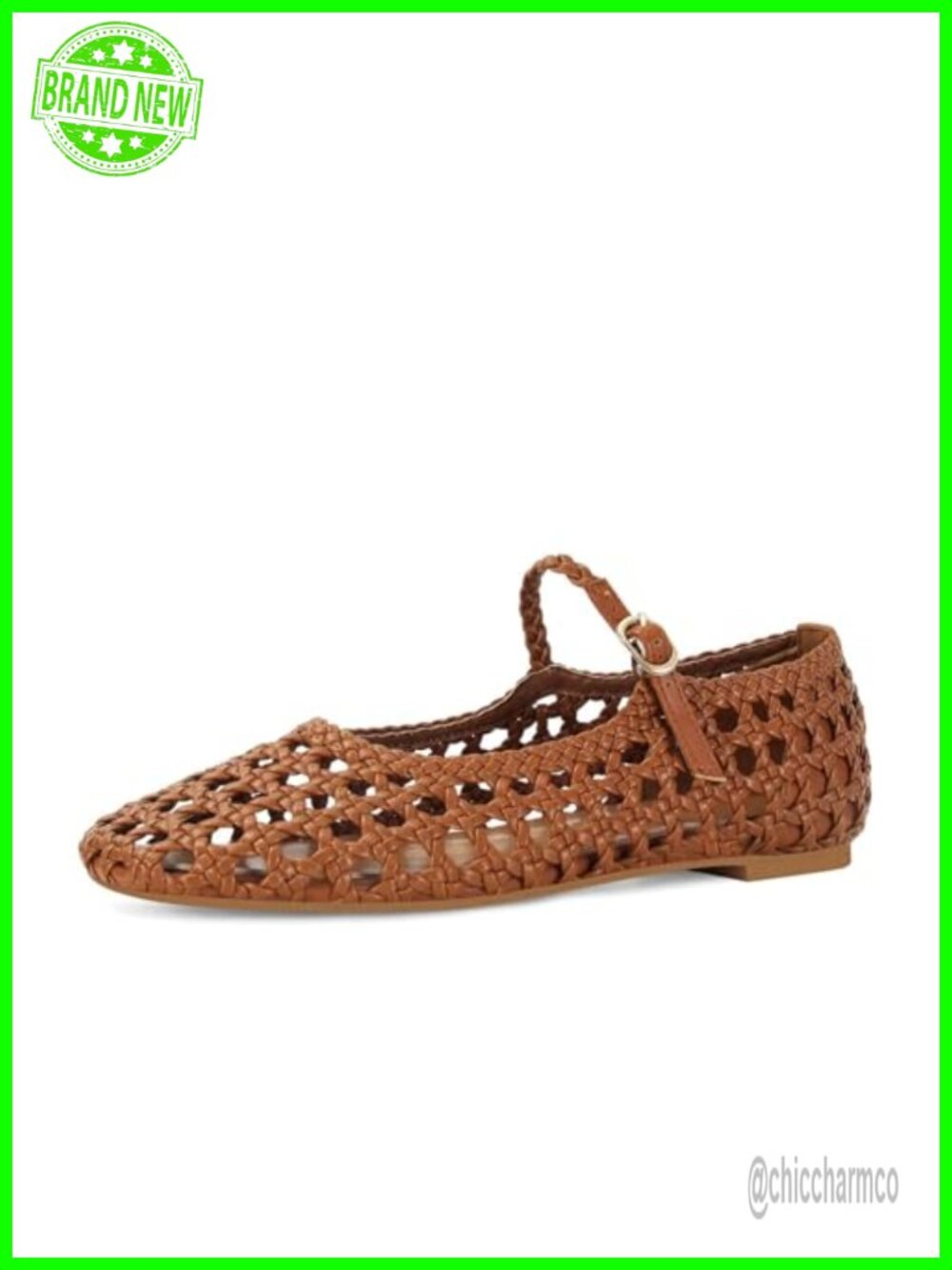 Woven Womens Round Toe Mary Jane Flat Shoes Buckle Strap Ballerina Comfort Slip